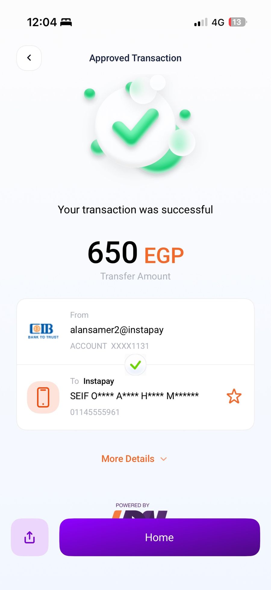 InstaPay: 650 to Seif